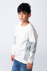Boy’s Colorblock Panel Slim Fit Melton Crew Neck Sweatshirt