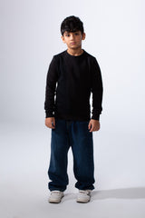 Boy’s Slim Fit Melton Asymmetric Panel Crewneck Sweatshirt