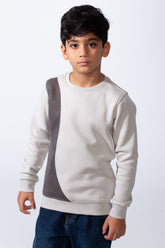 Boy’s Slim Fit Melton Asymmetric Panel Crewneck Sweatshirt