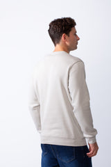 Men's Classic Crew Neck With Bold Contrast Panel On One Side Perfect For Casual Every Day Wear Slim Fit Melton Sweatshirt