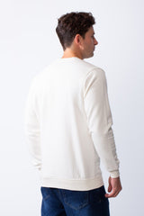 Men's Classic Crew Neck With Bold Contrast Panel On One Side Perfect For Casual Every Day Wear Slim Fit Melton Sweatshirt