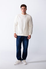 Men's Classic Crew Neck With Bold Contrast Panel On One Side Perfect For Casual Every Day Wear Slim Fit Melton Sweatshirt