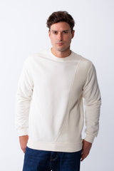 Men's Classic Crew Neck With Bold Contrast Panel On One Side Perfect For Casual Every Day Wear Slim Fit Melton Sweatshirt