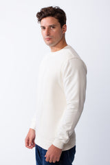 Men's Classic Crew Neck With Bold Contrast Panel On One Side Perfect For Casual Every Day Wear Slim Fit Melton Sweatshirt