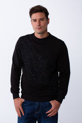 Men's Crew Neck Long Sleeves Designed With Striking Across Galaxy Pattern Perfect Casual Trendy Pullover