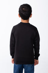 Boy's Crew Neckline Modern Patchwork Design With Creative Twist Melton Slim Fit Sweatshirt