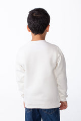 Boy's Crew Neckline Modern Patchwork Design With Creative Twist Melton Slim Fit Sweatshirt