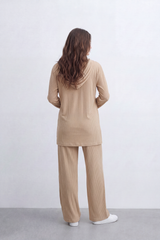 Women’s Tomato Store Rib Lounge Co-Ord Set Vertical Cord Texture Across The Full Look Hood Outfit