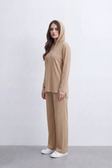 Women’s Tomato Store Rib Lounge Co-Ord Set Vertical Cord Texture Across The Full Look Hood Outfit