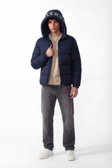 Men's Tomato Print Puffer Waterproof Hood Jacket