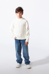 Boy's Tomato Slim Fit Knit Sweater Pullover With Round Neck And Long Sleeves In Comfortable And Modern Design