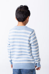 Boy’s Knitted Slim Fit Crew Neck Striped Long Sleeves Pullover