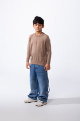 Boy’s Crew Neck Slim Fit Knitted Long Sleeve Pullover