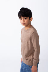 Boy’s Crew Neck Slim Fit Knitted Long Sleeve Pullover