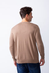 Men's Long Sleeve Classic Crew Neck Subtle Embossed Diagonal Line Pattern Across Front Textured Fabric Casual Every Day Wear Slim Fit Pullover