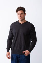 Men's Long Sleeves With V-Neckline Knit Fabric Ribbed Cuffs Casual Slim Fit Pullover