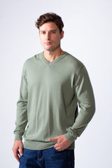 Men's Long Sleeves With V-Neckline Knit Fabric Ribbed Cuffs Casual Slim Fit Pullover