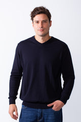 Men's Long Sleeves With V-Neckline Knit Fabric Ribbed Cuffs Casual Slim Fit Pullover