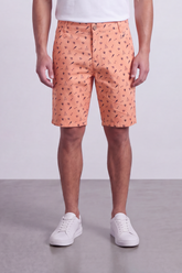 Men's Tomato Store Printed Cotton Twill Bermuda Shorts Allover Mini Motif Tailored Waist Side Pocket Detail