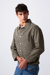 Men's Boxy Fit Jeans Denim Jacket With Pockets