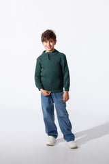 Boy's Slim Fit Half Front Zip Long Sleeves Pullover