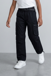 Boy's Gabardine Sherwal Pants Multi-Pocket Design & Buckle Belt Casual Everyday Wear Tomato Store