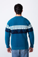 Men's Round Neckline Slim Fit Stripe Details On The Chest Knit Pullover