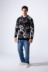 Men's Long Sleeve With Casual Print Slim Fit Crew Neck Pullover