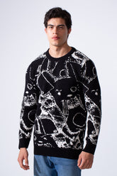 Men's Long Sleeve With Casual Print Slim Fit Crew Neck Pullover