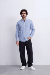 Men's Slim Fit Long Sleeve Striped Shirt Tomato Store Classic Button-Down Smart Casual Everyday Style