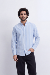 Men's Striped Regular Fit Tomato Store Shirt Lightweight Multi Stripe Pattern For A Laid-Back Smart Style
