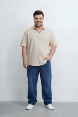 Men’s Tomato Store Big Size Short Sleeve Basic Shirt Featuring Relaxed Open Collar Design