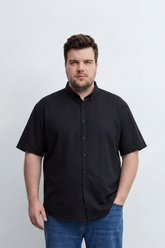 Men’s Tomato Store Big Size Quiet Form Button Shirt Plain Solid Surface With Fine Slub Grain Texture Full Button Front