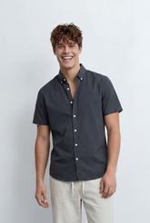 Men’s Tomato Store Button Down Shirt Classic Collar Design Short Sleeves Tailored Regular Fit