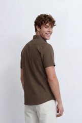 Men’s Tomato Store Button Down Shirt Classic Collar Design Short Sleeves Tailored Regular Fi