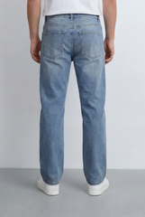 Men’s Tomato Store Light Wash Relaxed Denim Loose Straight Leg Construction Classic Five Pocket