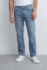 Men’s Tomato Store Light Wash Relaxed Denim Loose Straight Leg Construction Classic Five Pocket