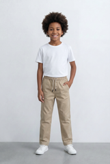 Boy's Gabardine Sherwal Cargo Pants Elastic Drawstring Waist Casual Smart Style Tomato Store