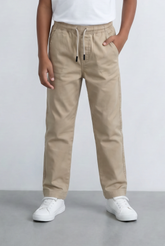 Boy's Gabardine Sherwal Cargo Pants Elastic Drawstring Waist Casual Smart Style Tomato Store