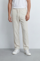 Men’s Tomato Store Drawstring Linen Pants Textured Finish Relaxed Straight Leg Fit