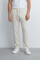 Men’s Tomato Store Drawstring Linen Pants Textured Finish Relaxed Straight Leg Fit