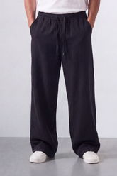 Men’s Tomato Store Drift Ease Wide Linen Pants Soft Washed Grain Texture Falls Through A Loose Flowing Shape Elastic Waist