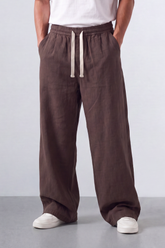 Men’s Tomato Store Easy Drape Linen Pants Wrinkled Slub Grain Gives Wide Leg Relaxed Resort Feel