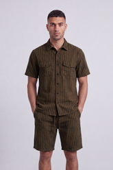 Men's Tomato Store Summer Striped Woven Co-Ord Set Utility Pocket Detail Slim Fit Outfit