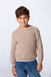 بلوفر كلاسيكي مريح بقصّة Slim Fit وياقة دائرية وأكمام طويلة للأولاد