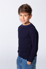 Boy's Long Sleeve Round Neckline Slim Fit Basic Comfy Classic Pullover