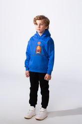 Boy's Slim Fit With Artistic Print On Chest Long Sleeve Comfort Melton Trendy Casual Style Hood Sweatshirt