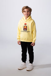 Boy's Slim Fit With Artistic Print On Chest Long Sleeve Comfort Melton Trendy Casual Style Hood Sweatshirt