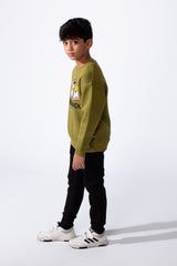 Boy’s Melton Front Graphic Print Slim Fit 2-Pieces Outfit Set