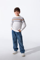Boy's Patterned Winter Knit Sweater Pullover